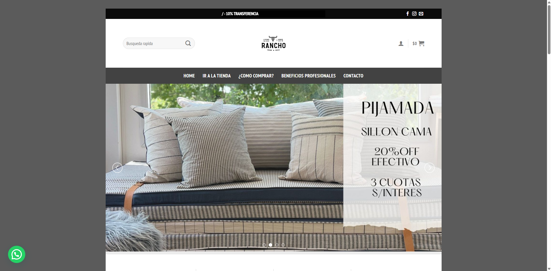 Captura del proyecto Rancho Deco – Ecommerce