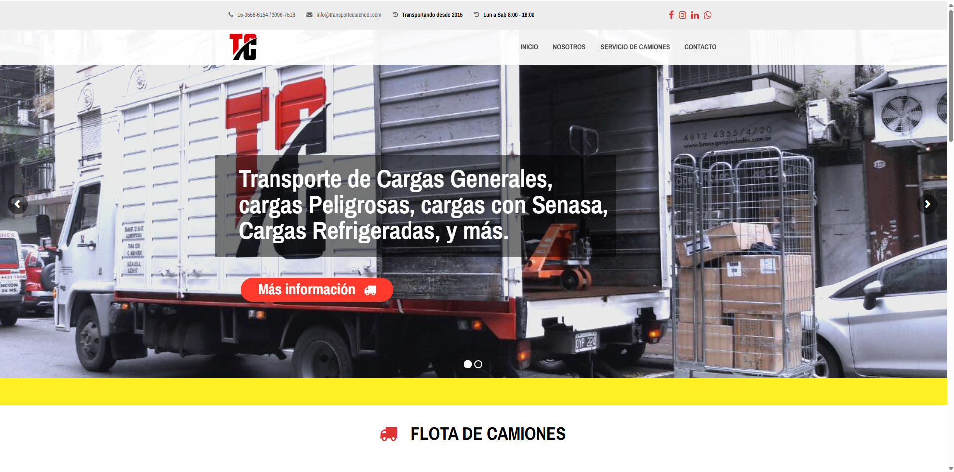 Captura del proyecto Transporte Carchedi – Web Corporativa