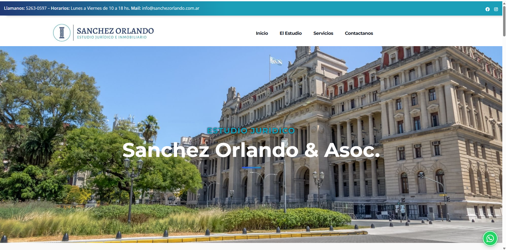 Captura del proyecto Estudio Sanchez Orlando – Sitio Web