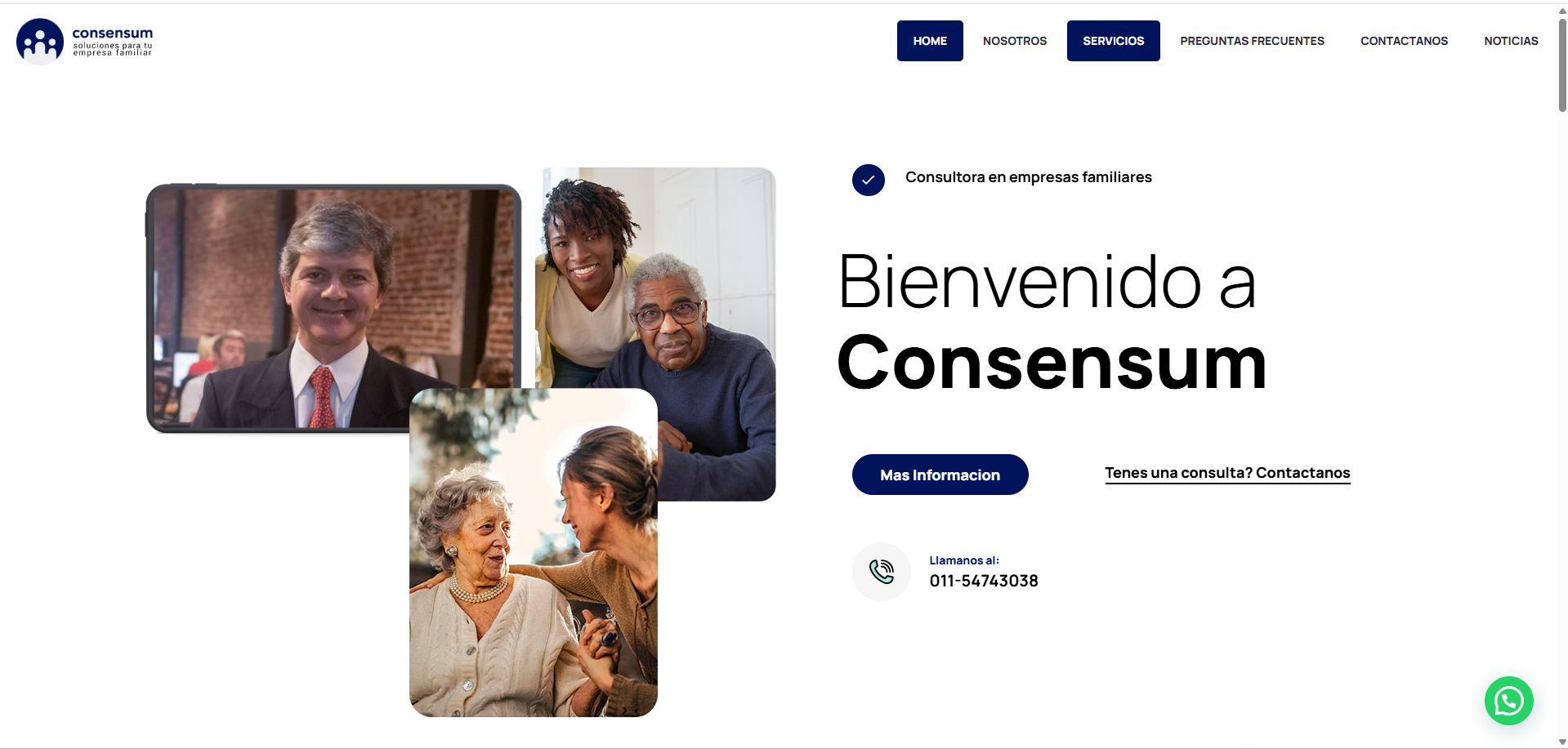 Captura del proyecto Consensum – Web Corporativa