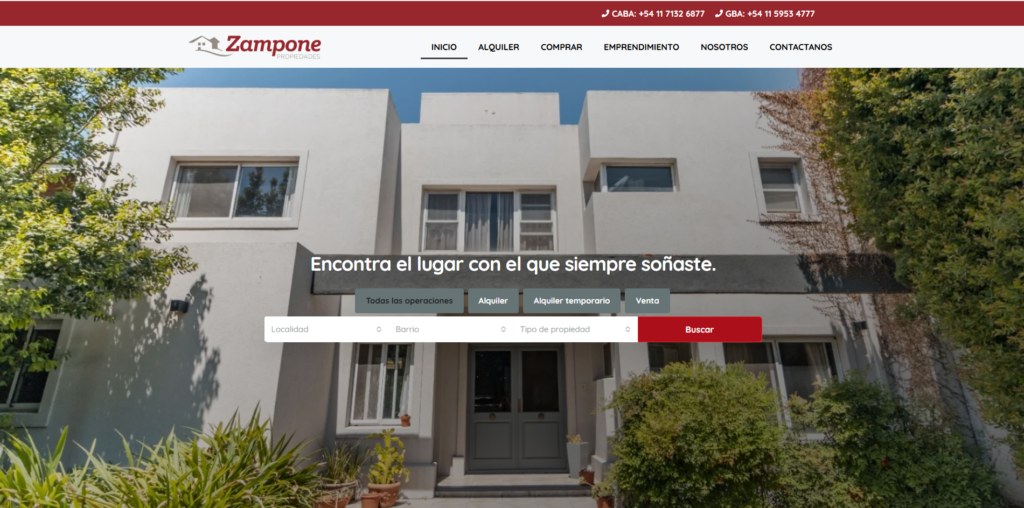 Captura del proyecto Zampone Propiedades