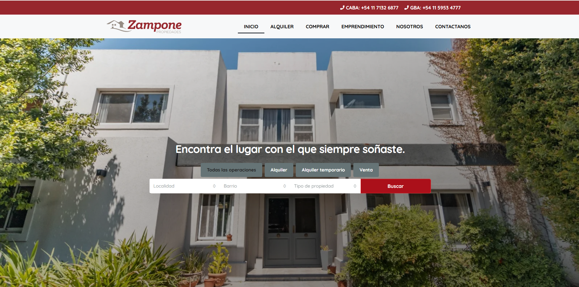 Captura del proyecto Zampone Propiedades – Web Inmobiliaria Tokko Broker
