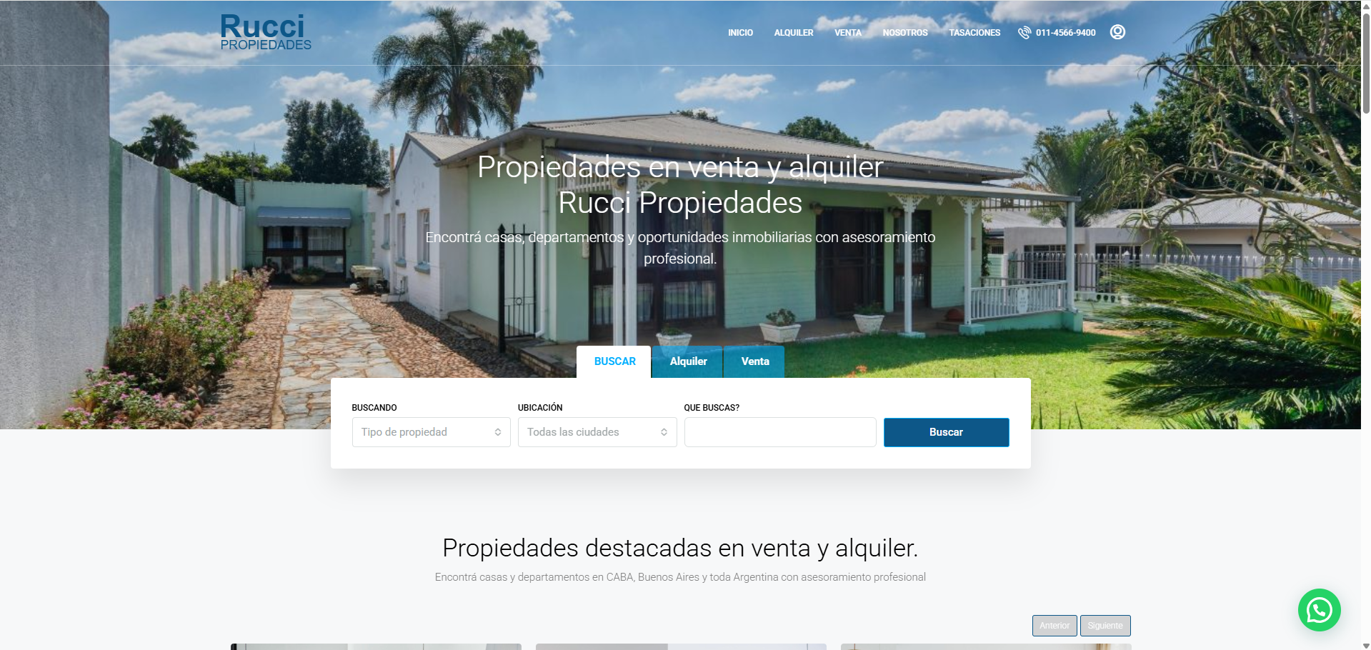 Captura del proyecto Diseño web Inmobiliaria