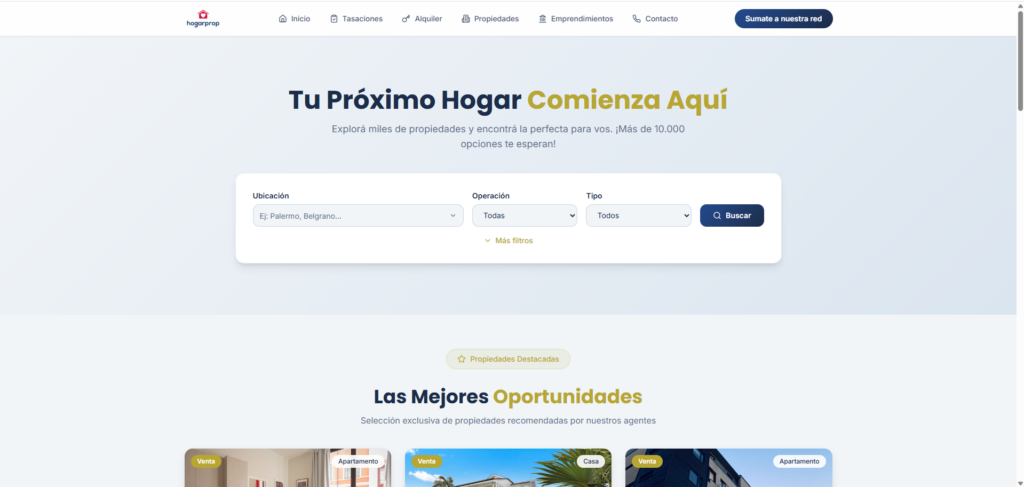 Captura del proyecto Hogar Prop