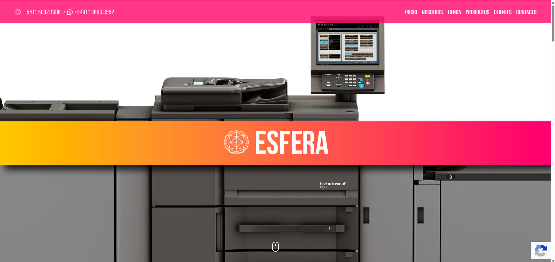 Captura del proyecto Mantenimiento Web Esfera Grafica