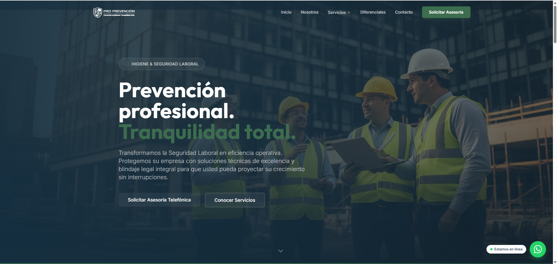Captura del proyecto Diseño web Corporativo – Pro Prevencion