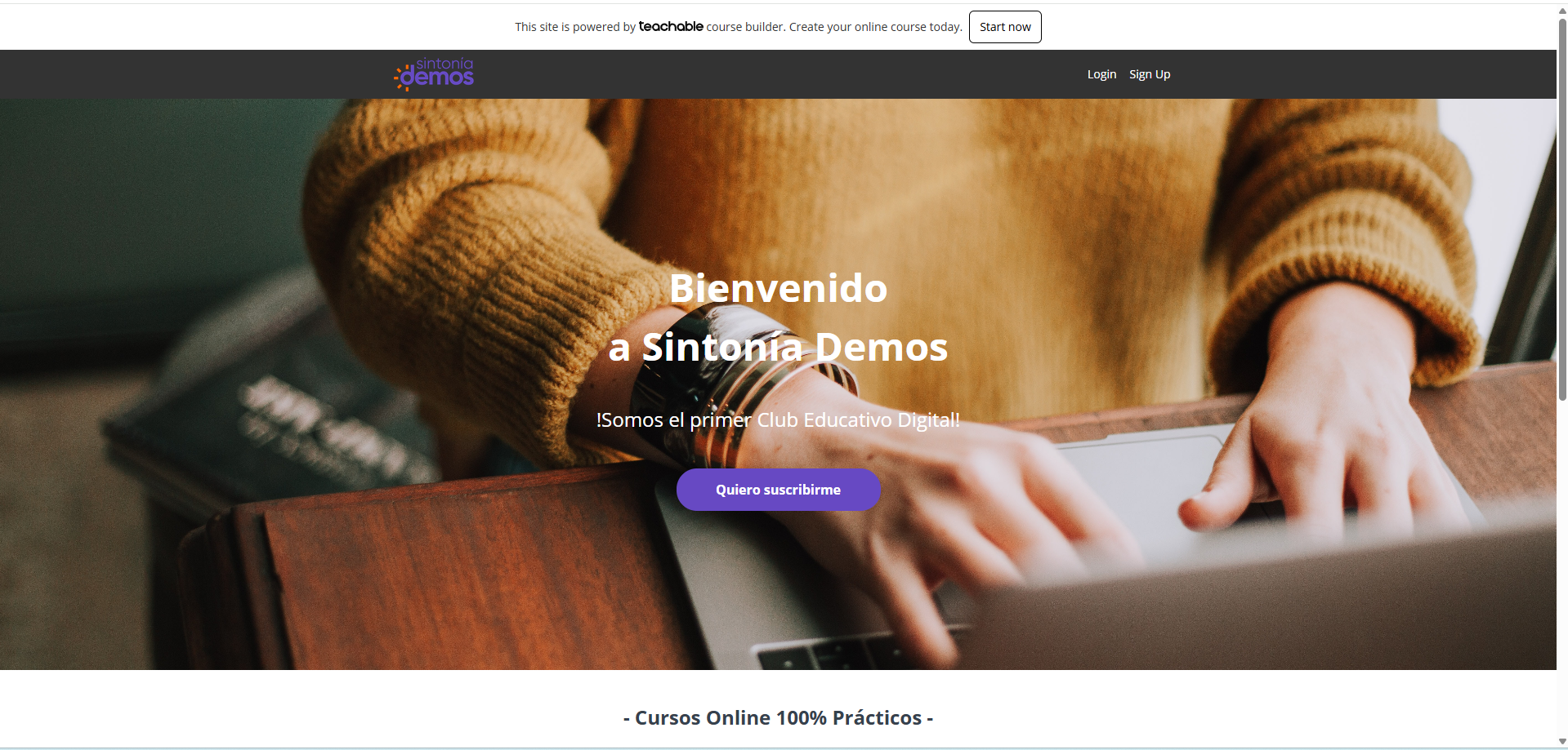 Captura del proyecto Sintonia Demos – Diseño Web e-learning