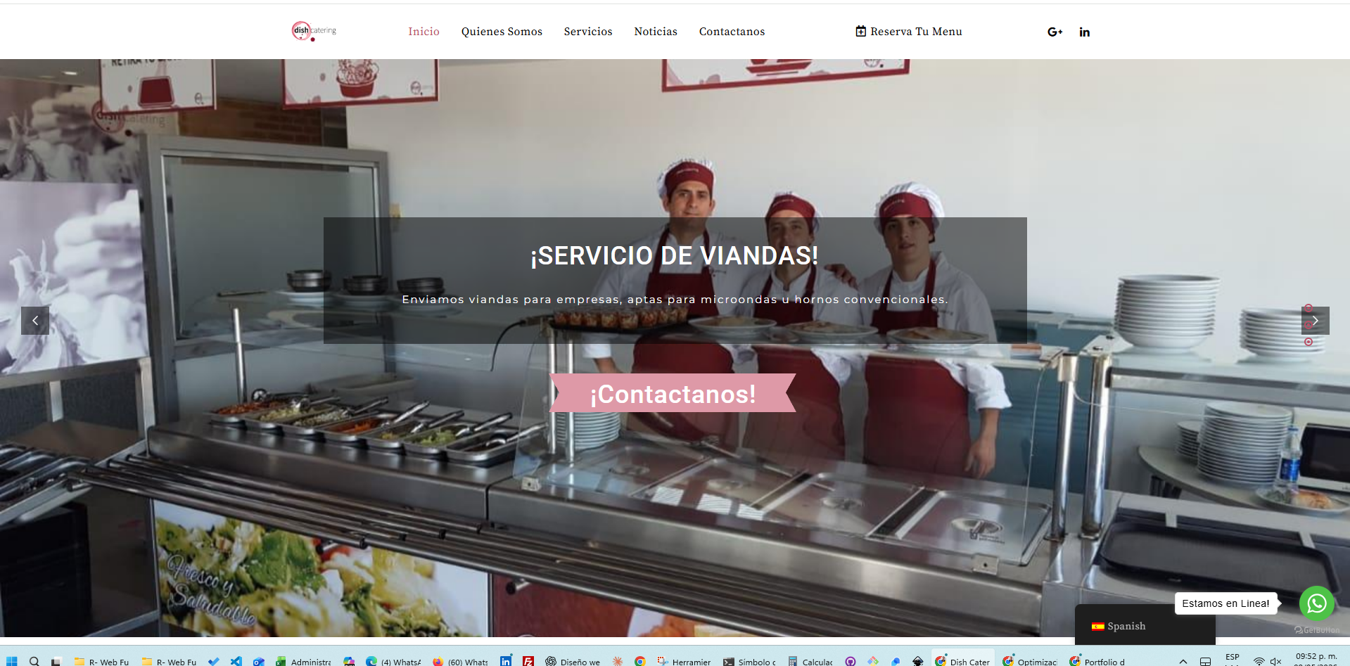 Captura del proyecto Dish Catering – Web Corporativa