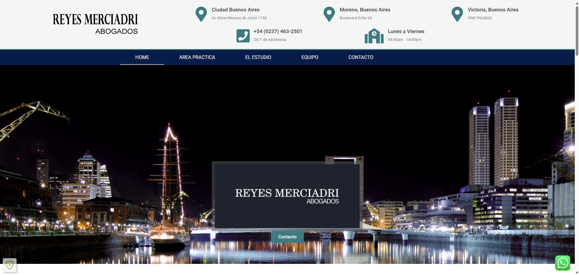 Captura del proyecto Reyes Merciadri Abogados – Diseño Web