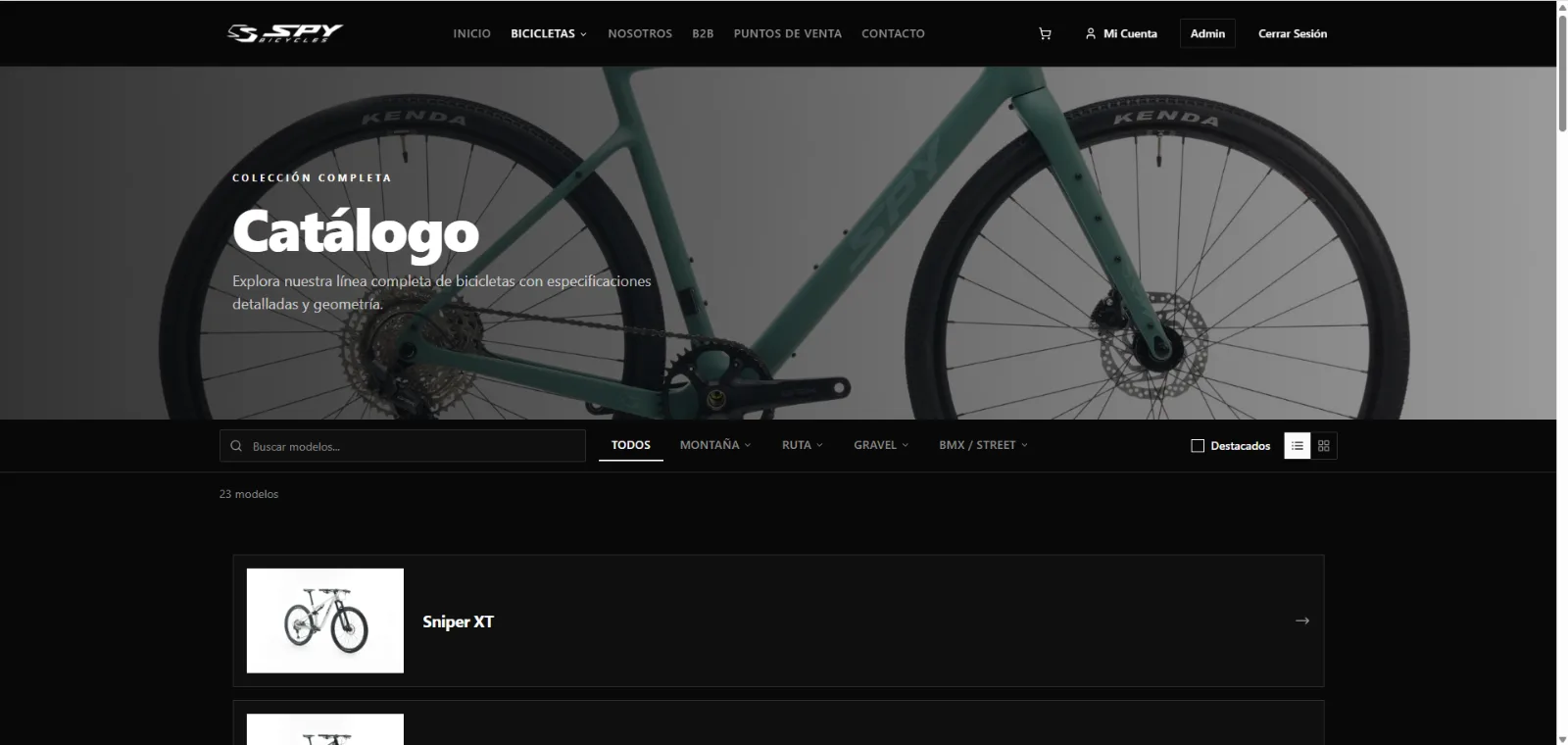 Imagen del proyecto Spy Bikes – Web Corporativa con catalogo B2B
