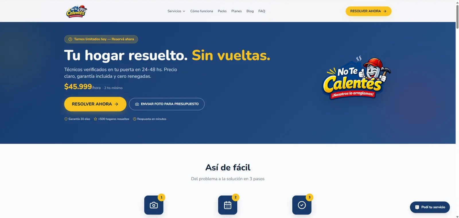 Captura del proyecto Diseño Web Corporatio Posicionamiento SEO – No Te Calentes