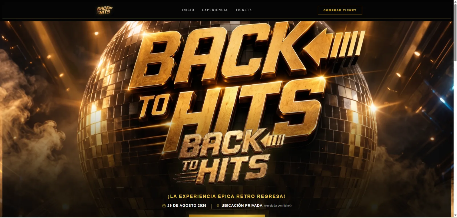 Captura del proyecto Back to Hits · Ticketing System con QR integrado