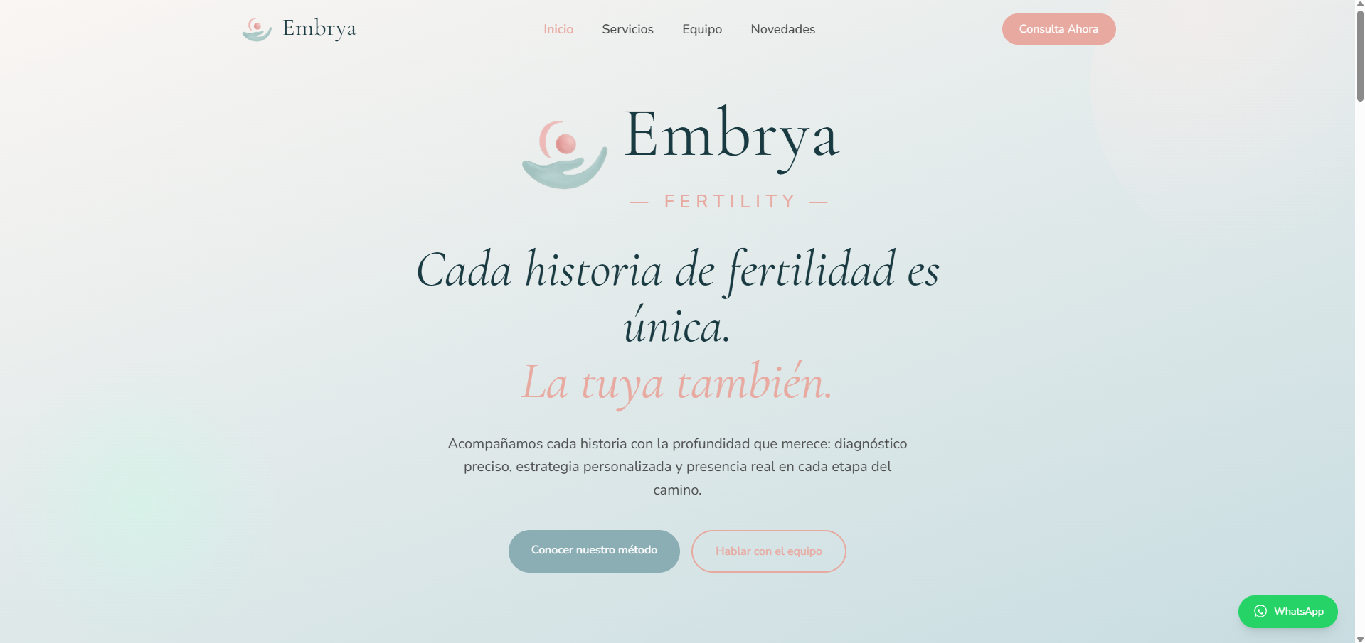 Captura del proyecto Embrya — Plataforma Digital y Marca Médica