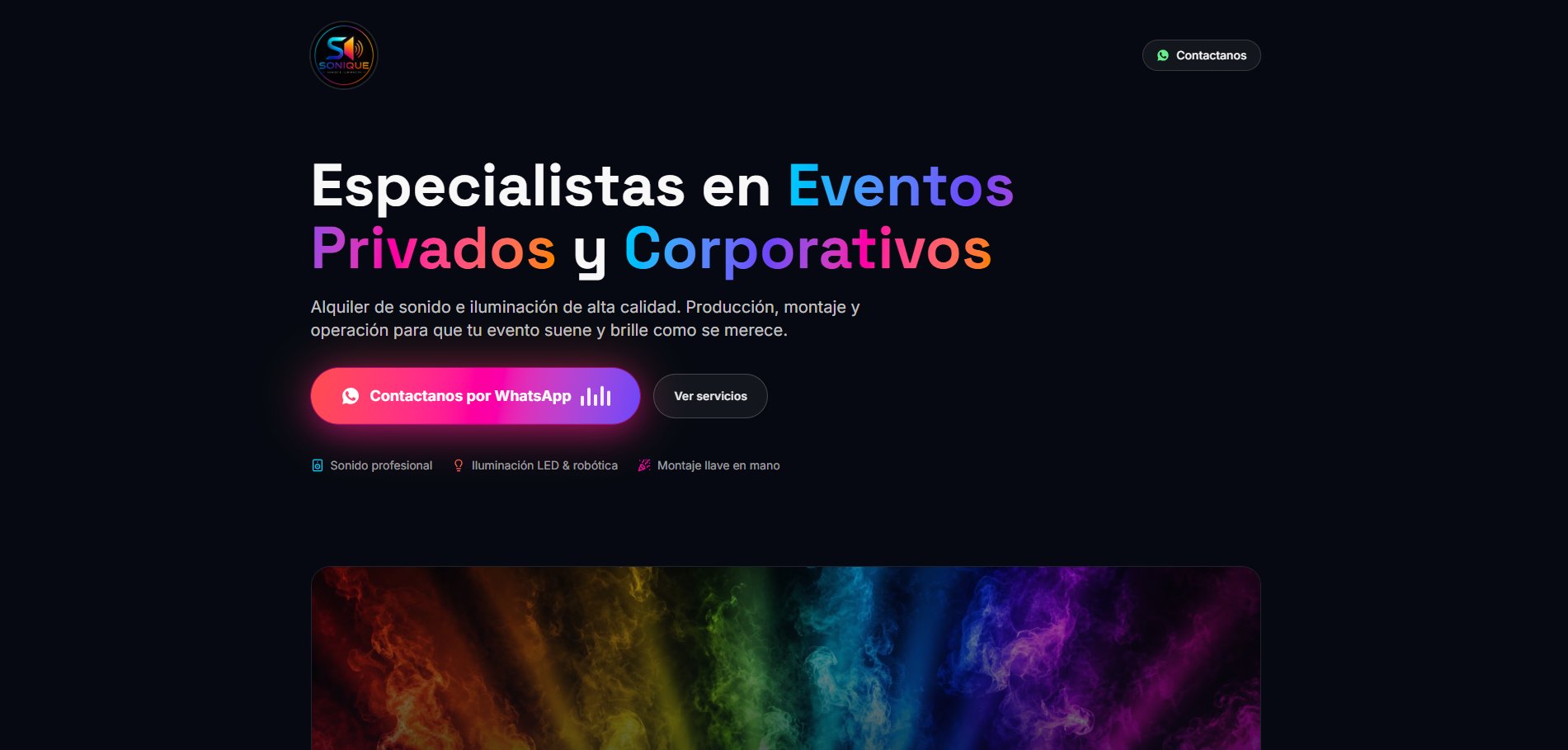 Captura del proyecto Sonique — Landing Page Corporativa con Integración IA