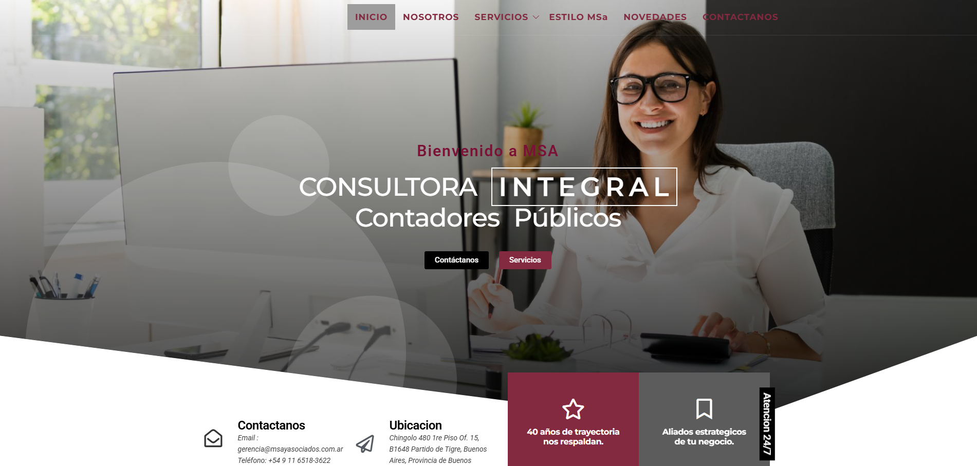 Captura del proyecto Diseño Web – MSA y Asociados